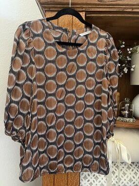 Brown Geometric Print Blouse - Women
